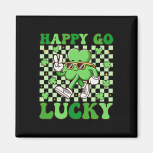 Happy Go Lucky Shamrock Irish St Patricks Day Groo Magnet