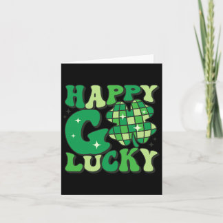 Happy Go Lucky Shamrock St Patricks Day Women Men  Card
