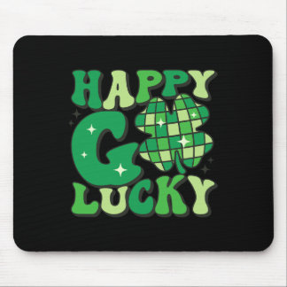 Happy Go Lucky Shamrock St Patricks Day Women Men  Mouse Pad