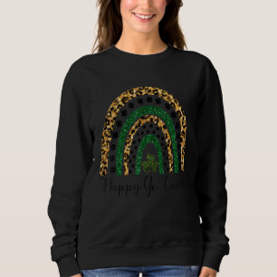 Happy Go Lucky St Patrick S Day Leopard Rainbow Sh Sweatshirt