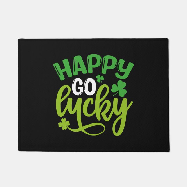 Happy Go Lucky St Patrick's Day Doormat (Front)