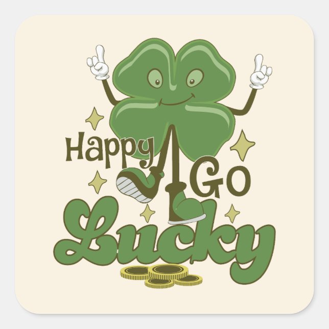 Happy Go Lucky St. Patrick's Day Square Sticker (Front)