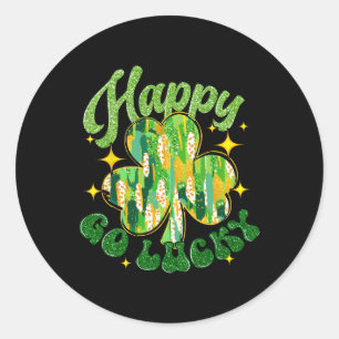 Happy Go Lucky St Patricks Day Women Men Toddler B Classic Round Sticker