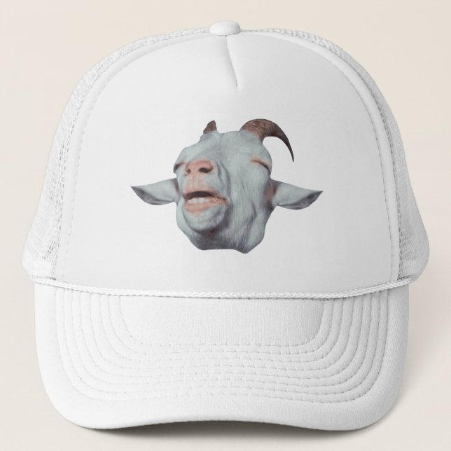 Happy Goat is Faded Trucker Hat (Front)