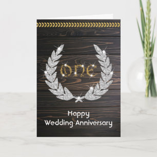 Happy Gold 1st Wedding Anniversary  Card