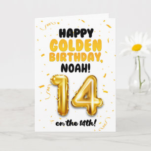 Happy Golden Birthday, 14th Birthday Card for Teen