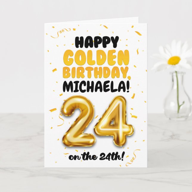 Happy Golden Birthday, 24th Birthday Card  (Small Plant)
