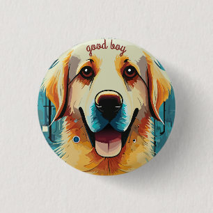 Happy Golden Retriever 3 Cm Round Badge