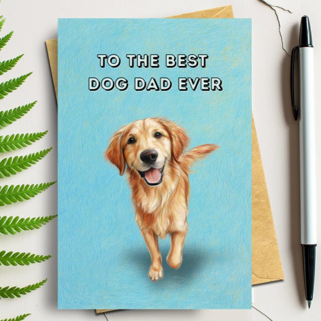 Happy Golden Retriever Best Dad Ever Father's Day Card (Creator Uploaded)