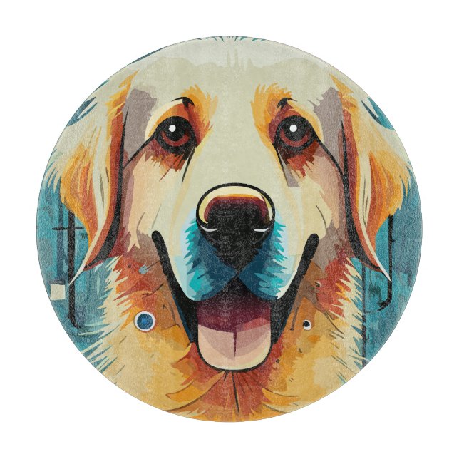 Happy Golden Retriever Cutting Board (Front)