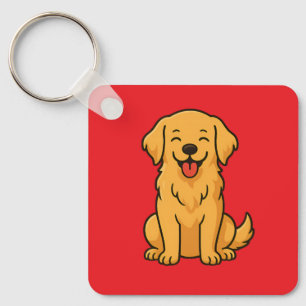 Happy Golden Retriever Dog – Cute Funny Pets Key Ring