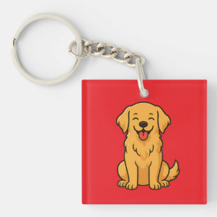 Happy Golden Retriever Dog – Cute Funny Pets Key Ring