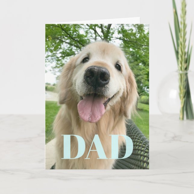 Happy Golden Retriever Dog Father's Day Card (Front)