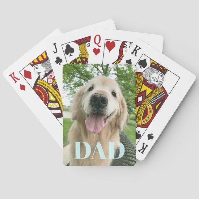 Happy Golden Retriever Dog Father's Day Playing Cards (Back)