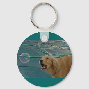 Happy Golden Retriever Key Ring
