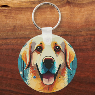 Happy Golden Retriever Key Ring