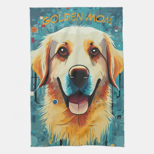 Happy Golden Retriever Mom Tea Towel