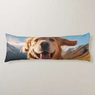 Happy Golden Retriever Running  Body Cushion