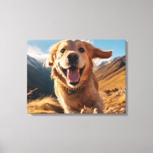 Happy Golden Retriever Running Canvas Print