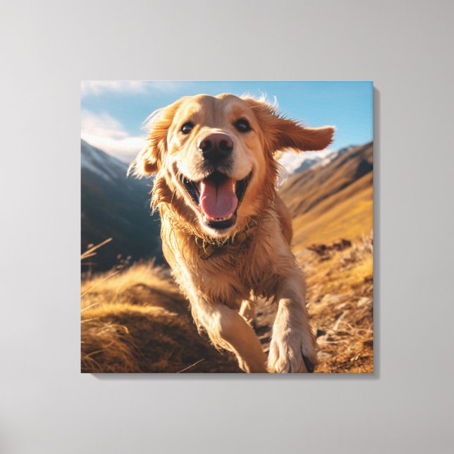 Happy Golden Retriever Running  Canvas Print (Front)