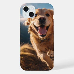 Happy Golden Retriever Running iPhone 15 Plus Case
