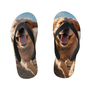 Happy Golden Retriever Running  Kid's Jandals