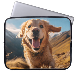 Happy Golden Retriever Running  Laptop Sleeve