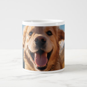 Happy Golden Retriever Running  Large Coffee Mug
