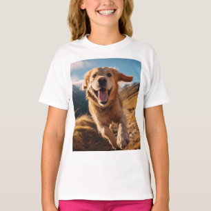 Happy Golden Retriever Running  T-Shirt