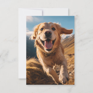 Happy Golden Retriever Running Thank You Card