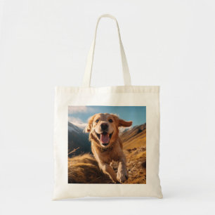 Happy Golden Retriever Running  Tote Bag