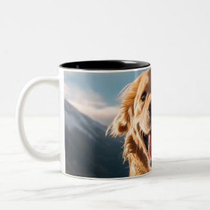 Happy Golden Retriever Running Two-Tone Coffee Mug