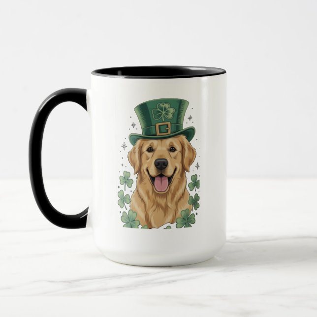 Happy Golden Retriever St. Patrick's Day  Mug (Left)