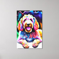 Happy Goldendoodle Colourful Joyful Doodle Dog 