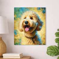 Happy Goldendoodle Oil Painting Art
