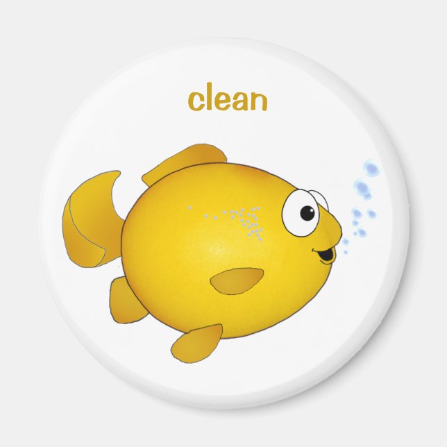 Happy Goldfish, "clean" dishwasher magnet (Front)