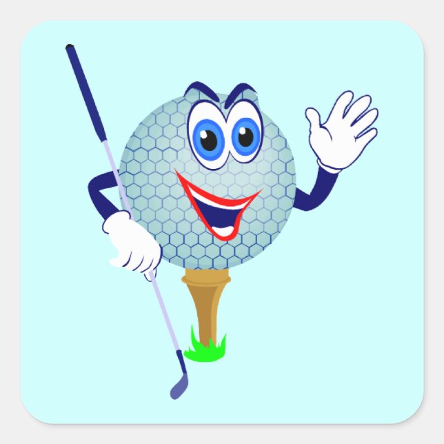 Happy Golf Ball T-shirts and Gifts Square Sticker (Front)