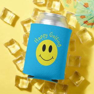 Happy Golfing Custom Text Grinning Face Classic Can Cooler