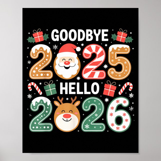 Happy Goodbye 2025 Hello 2026 Festive New Year Loo Poster (Front)