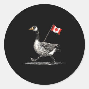 Happy Goose Costume With Canada Flag Classic Round Sticker
