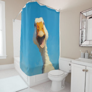 Happy Goose Under Blue Sky Shower Curtain