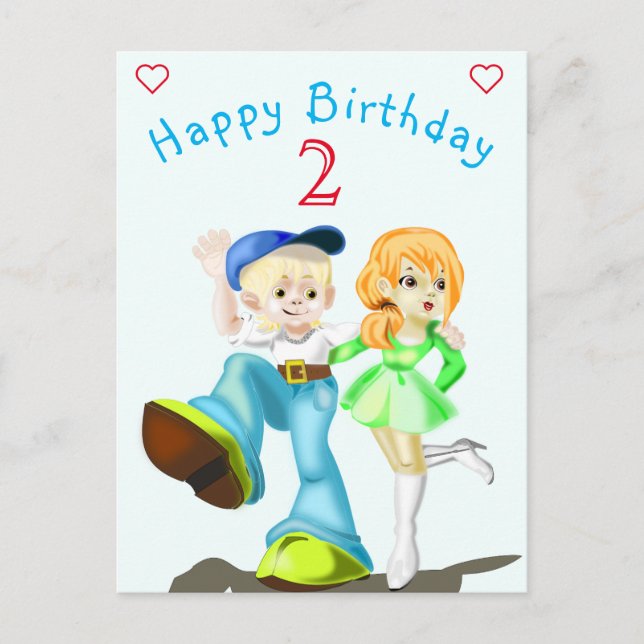 Happy Gorl and Boy Birthday Cards Customisable (Front)