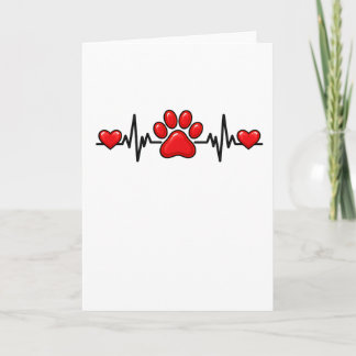 Happy Gotcha Day Paw Print Heartbeat Card