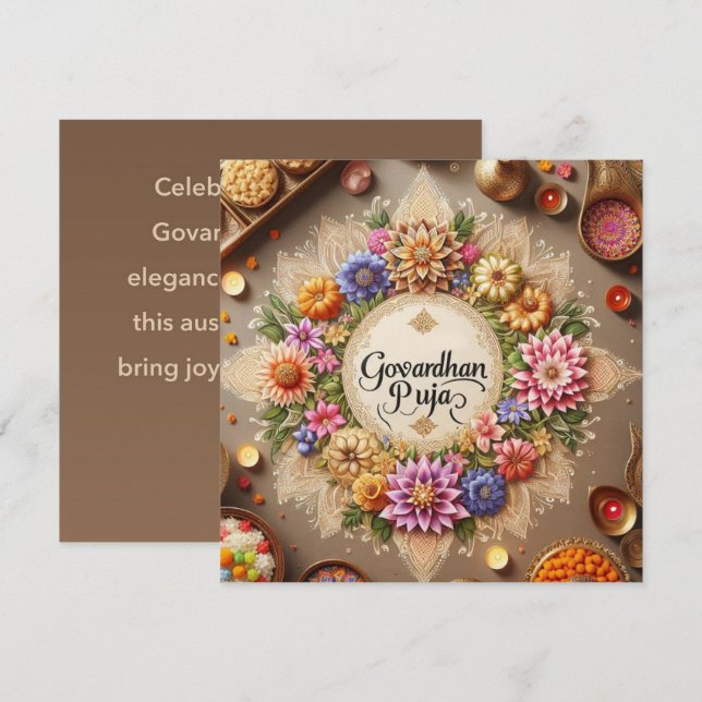 Happy Govardhan Puja Card (Front/Back)
