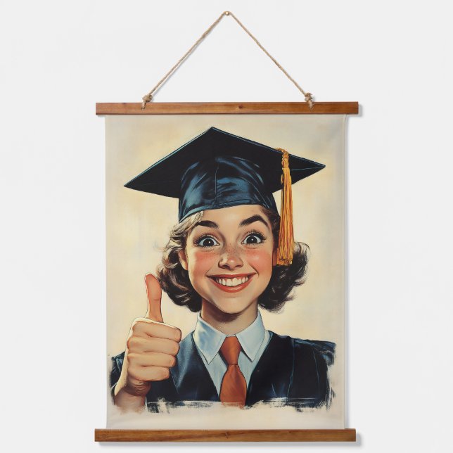 Happy Graduate Giving a Thumbs-Up  Hanging Tapestry (Front)