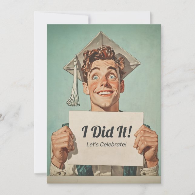 Happy Graduate Holding Invitation (Front)