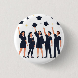 Happy Graduates Throwing Caps Celebration 3 Cm Round Badge