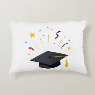 Happy Graduates Throwing Caps Celebration Decorative Cushion