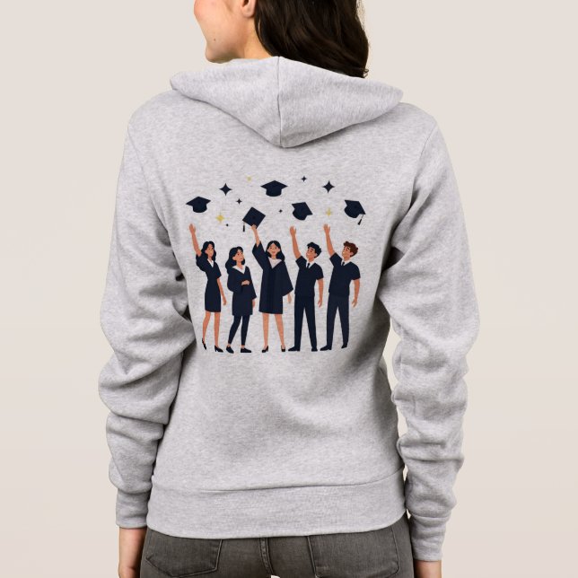 Happy Graduates Throwing Caps Celebration Hoodie (Back)