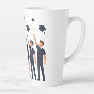 Happy Graduates Throwing Caps Celebration Latte Mug